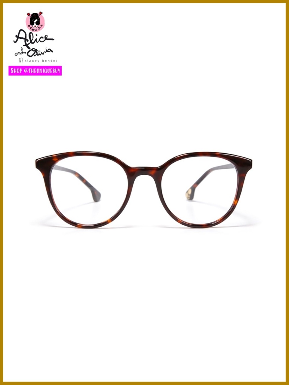 Alice + Olivia Hayes Dark Brown Tortoise Glasses